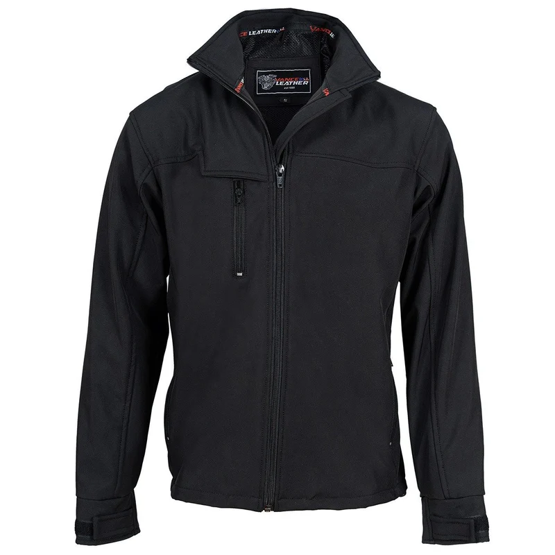 Vance Black Waterproof Lightweight Zipper Front Soft Shell Jacket