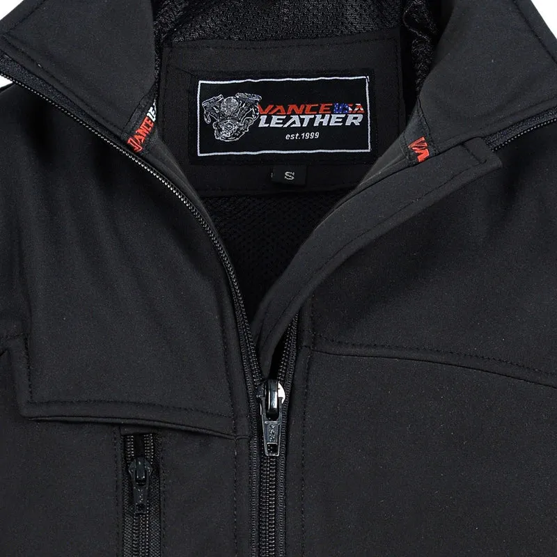 Vance Black Waterproof Lightweight Zipper Front Soft Shell Jacket