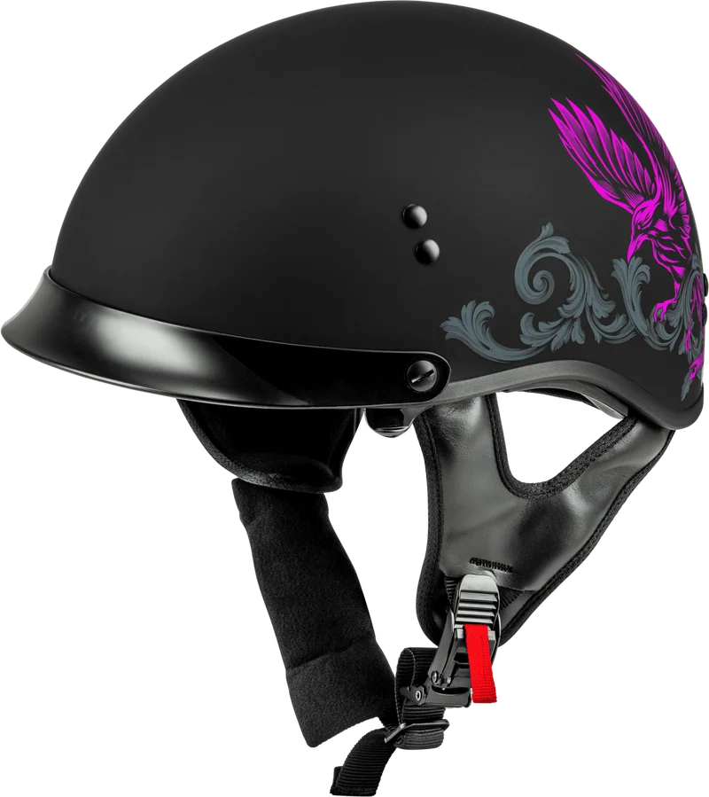 Gmax HH-65 Corvus Half Face Motorcycle Helmet with Peak Visor