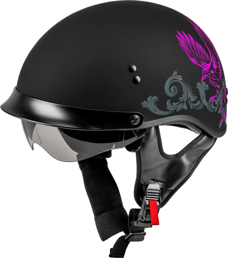 Gmax HH-65 Corvus Half Face Motorcycle Helmet with Peak Visor
