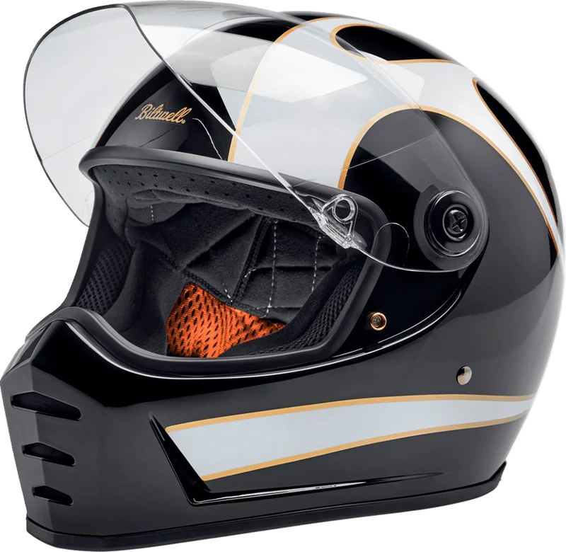 Biltwell Lane Splitter 22.06 Black White Flames Full Face Motorcycle Helmet