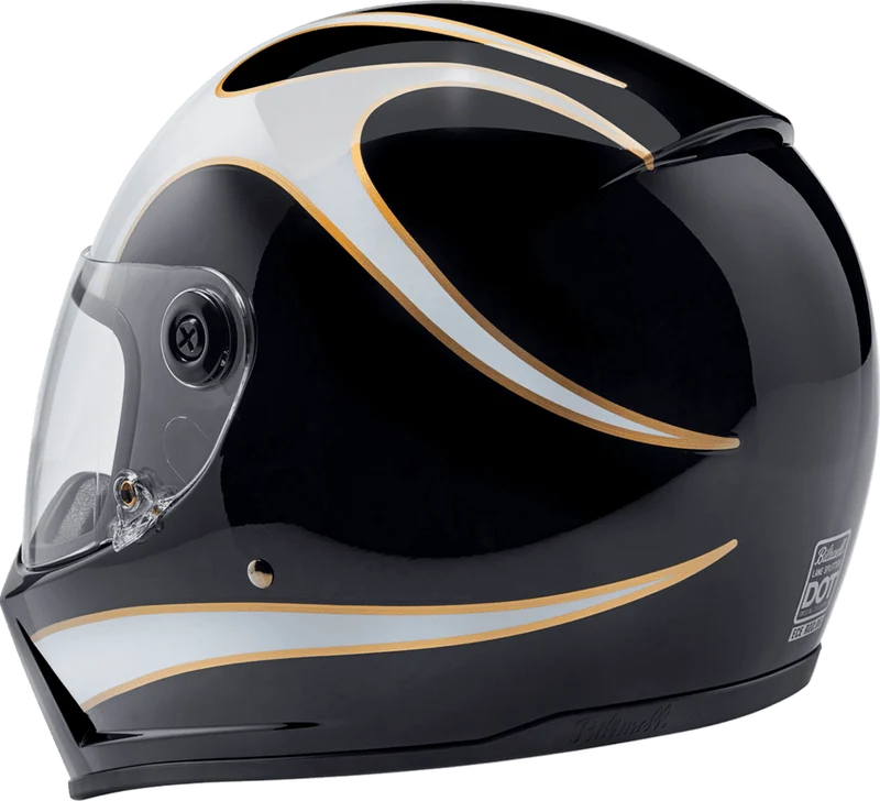 Biltwell Lane Splitter 22.06 Black White Flames Full Face Motorcycle Helmet