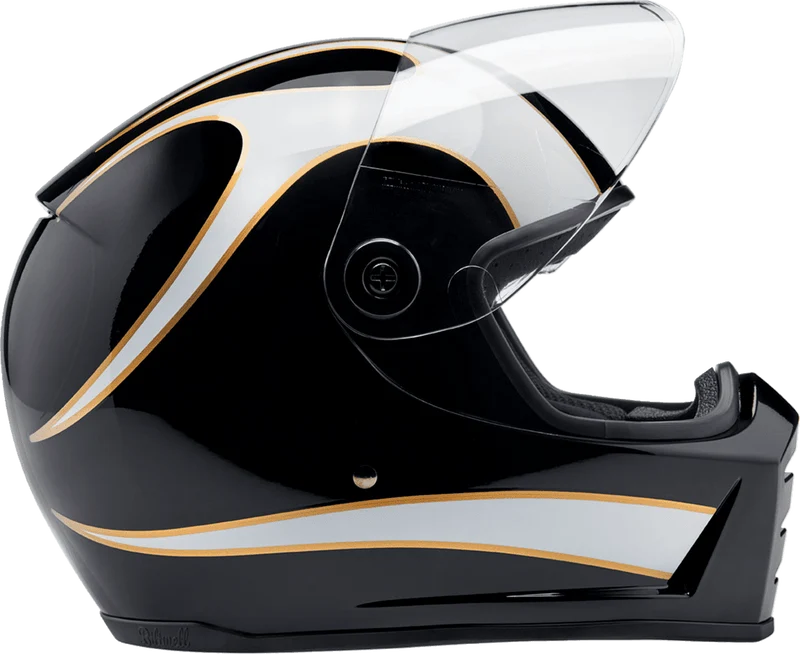 Biltwell Lane Splitter 22.06 Black White Flames Full Face Motorcycle Helmet