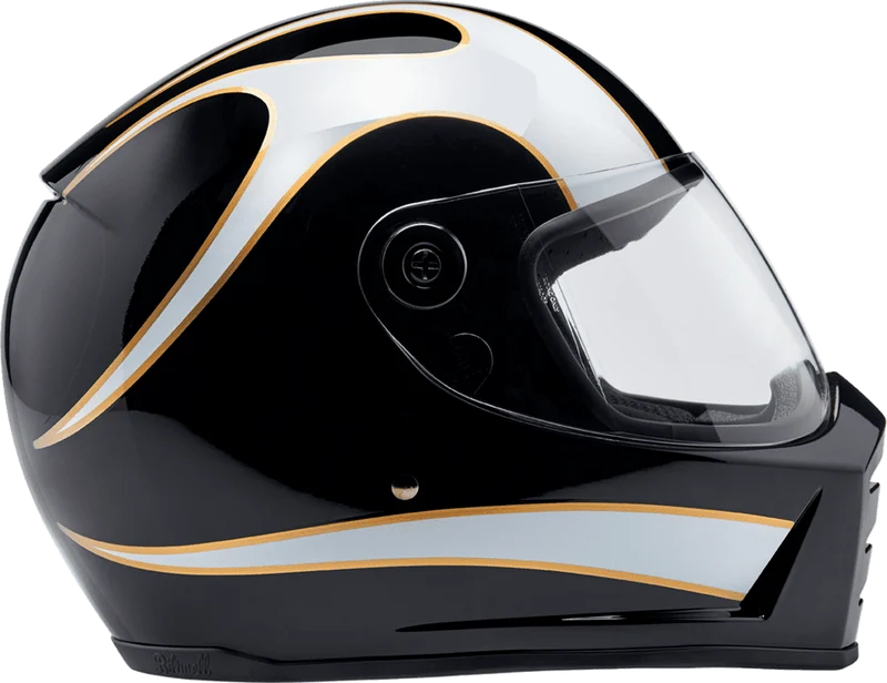 Biltwell Lane Splitter 22.06 Black White Flames Full Face Motorcycle Helmet