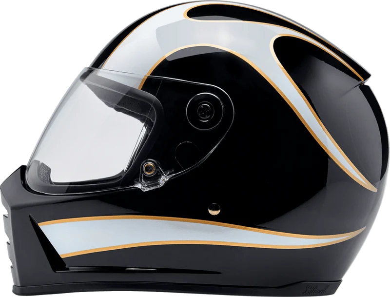 Biltwell Lane Splitter 22.06 Black White Flames Full Face Motorcycle Helmet