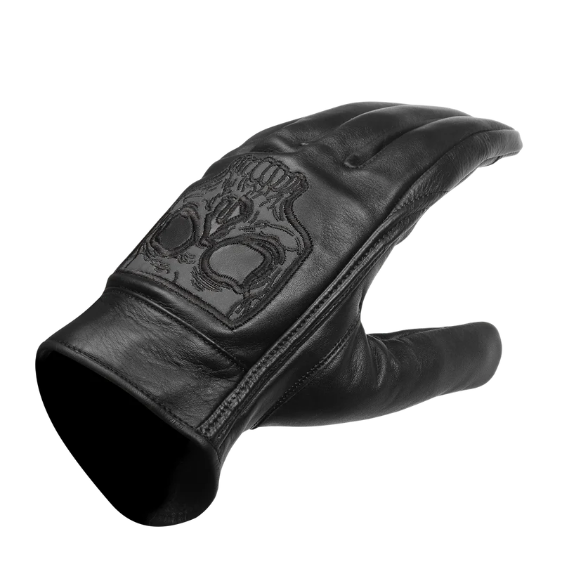 Vance Leather Premium Leather Motorcycle Glove, Riding Gloves with Reflective Skull Design, Gel Palm & Touchscreen Capability
