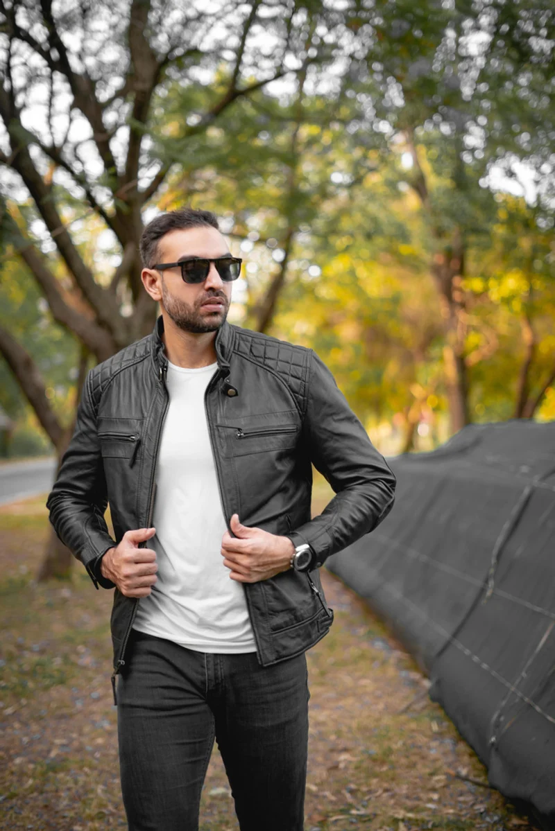 Mens Cafe Racer Gatsby Black Waxed Lambskin Motorcycle Leather Jacket | Team motorcycle