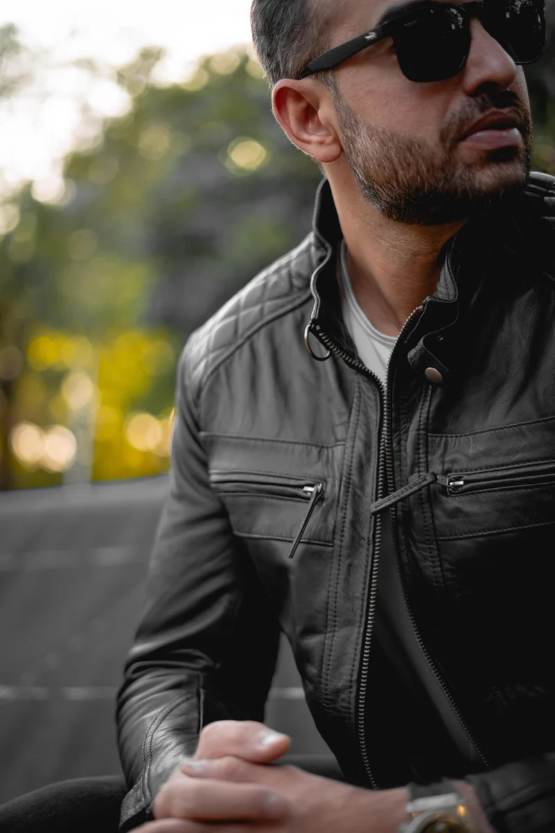 Mens Cafe Racer Gatsby Black Waxed Lambskin Motorcycle Leather Jacket | Team motorcycle