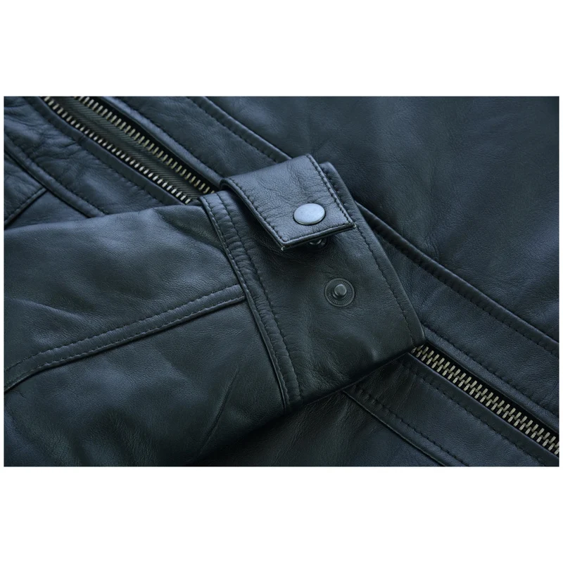 Mens Cafe Racer Gatsby Black Waxed Lambskin Motorcycle Leather Jacket | Team motorcycle