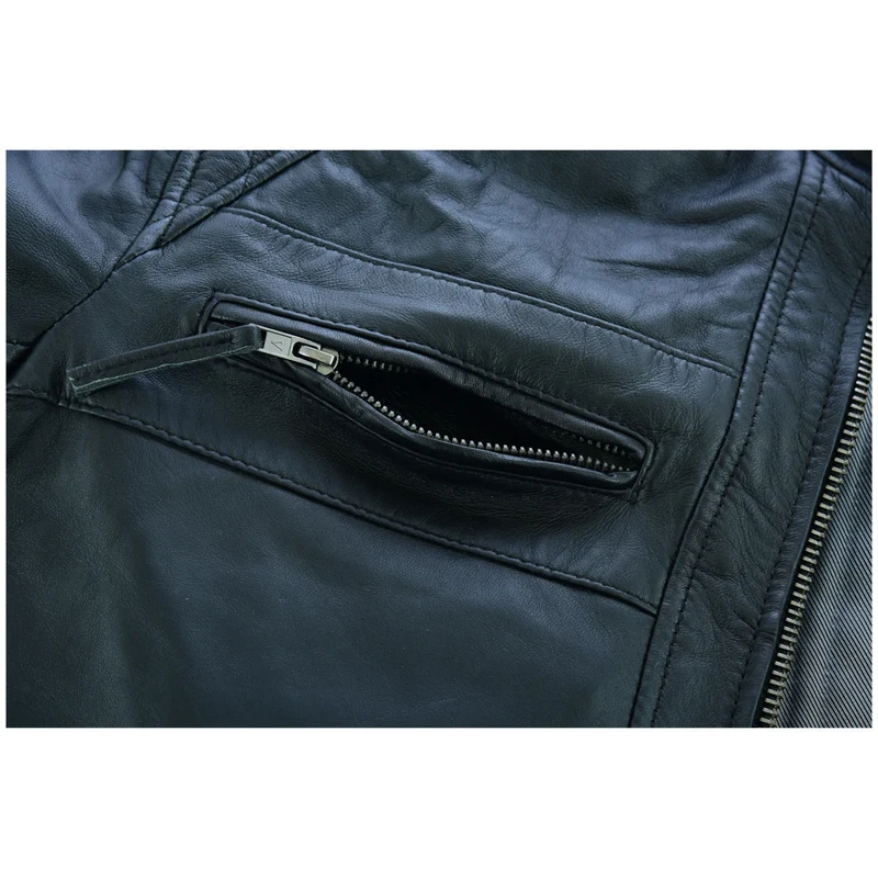 Mens Cafe Racer Gatsby Black Waxed Lambskin Motorcycle Leather Jacket | Team motorcycle