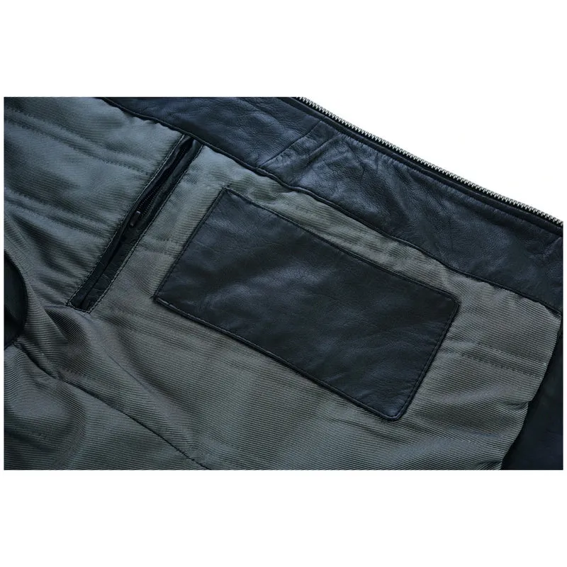 Mens Cafe Racer Gatsby Black Waxed Lambskin Motorcycle Leather Jacket | Team motorcycle