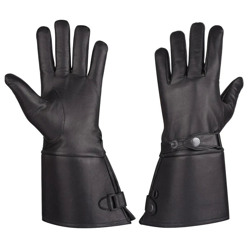 Vance Mens Thermal Lined Leather Gauntlet Gloves With Snap Wrist and Cuff (VL432)