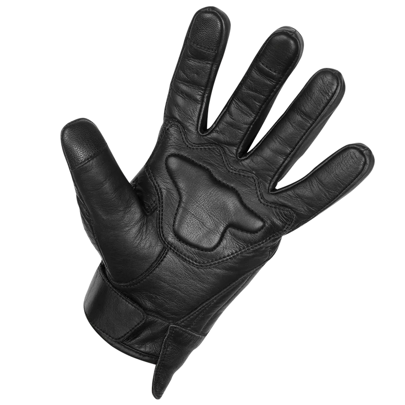 Vance Mens Premium Leather Perforated Cruiser Gloves with Knuckle Protection - Touchscreen Motorcycle Gloves