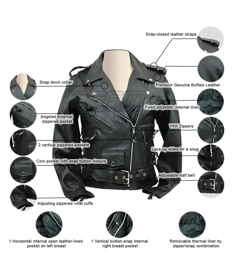 Jafrum Women's Black Classic Leather Lady Biker Motorcycle Jacket