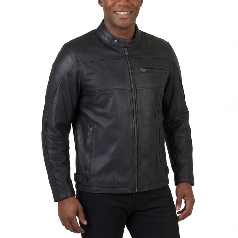 High Mileage Mens Premium Commuter Cafe Racer Motorcycle Leather Jacket with Removeable CE Armor