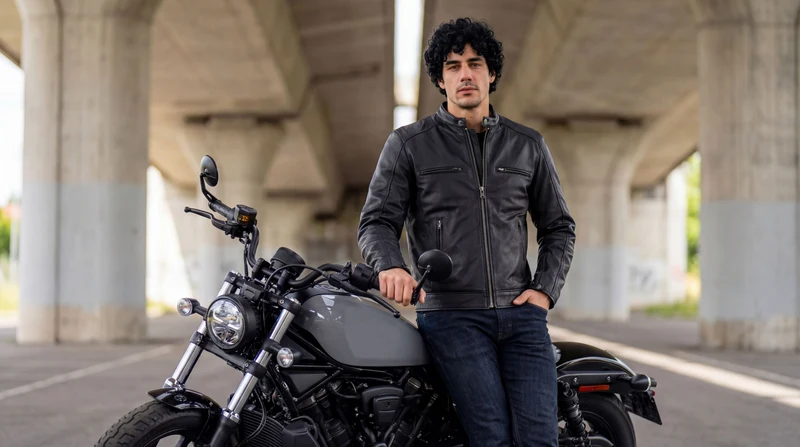 High Mileage Men's Premium Black Leather 'Racer Commuter' Scooter Motorcycle Jacket