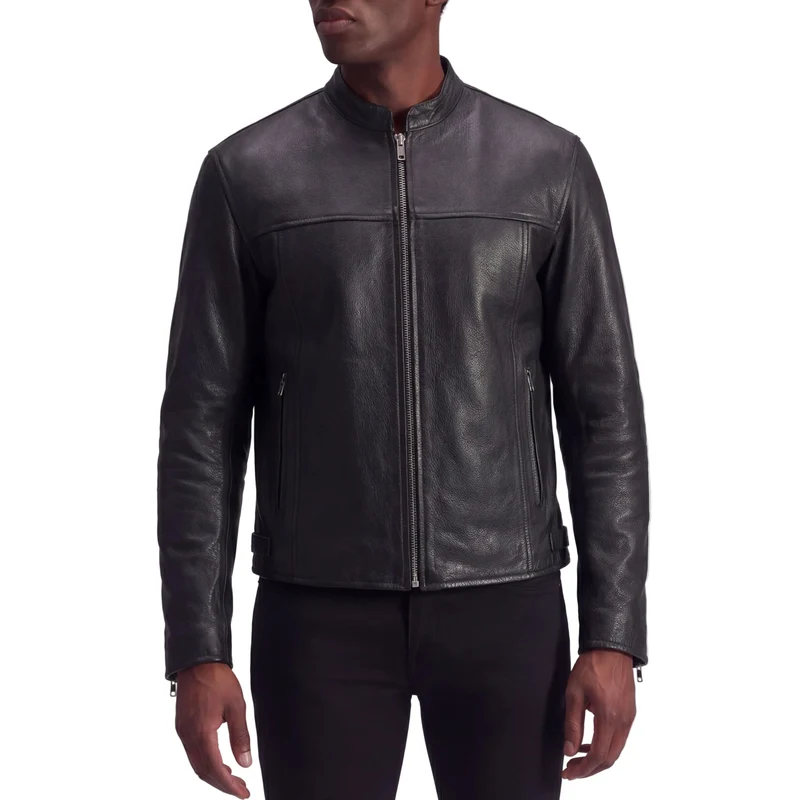 High Mileage Mens Advanced Clean CCW Black Cowhide Leather Motorcycle Riding Jacket