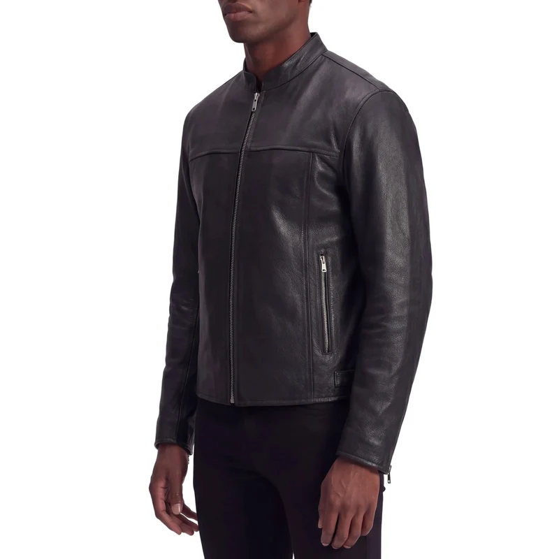 High Mileage Mens Advanced Clean CCW Black Cowhide Leather Motorcycle Riding Jacket
