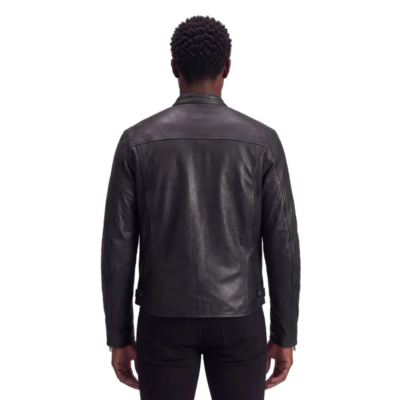 High Mileage Mens Advanced Clean CCW Black Cowhide Leather Motorcycle Riding Jacket