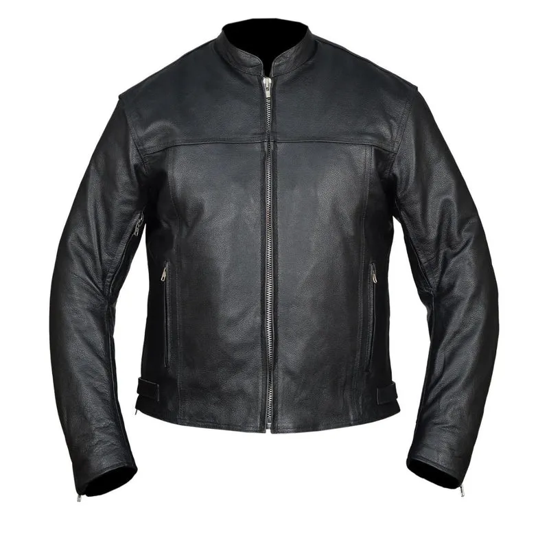 High Mileage Mens Advanced Clean CCW Black Cowhide Leather Motorcycle Riding Jacket