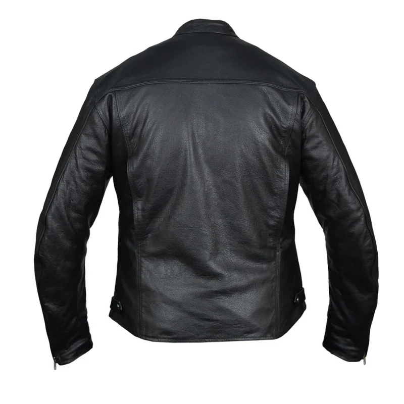 High Mileage Mens Advanced Clean CCW Black Cowhide Leather Motorcycle Riding Jacket