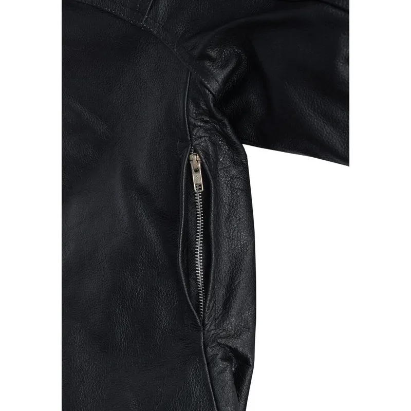 High Mileage Mens Advanced Clean CCW Black Cowhide Leather Motorcycle Riding Jacket
