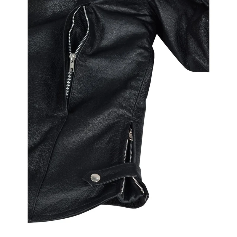 High Mileage Mens Advanced Clean CCW Black Cowhide Leather Motorcycle Riding Jacket