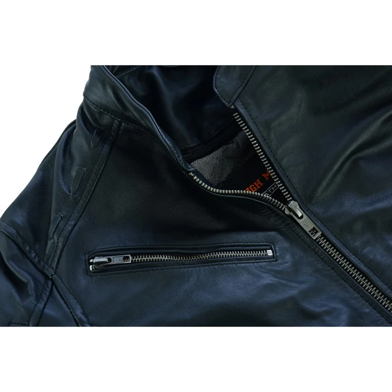 High Mileage "Roxy" Women's Fringe and Rivet Detail Premium Lightweight Black Leather Lady Biker Motorcycle Fashion Jacket